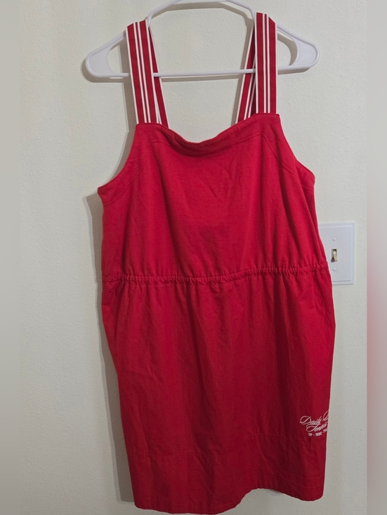 Daily Practice Dresses & Skirts - Red Mini Sundress with Striped Straps
